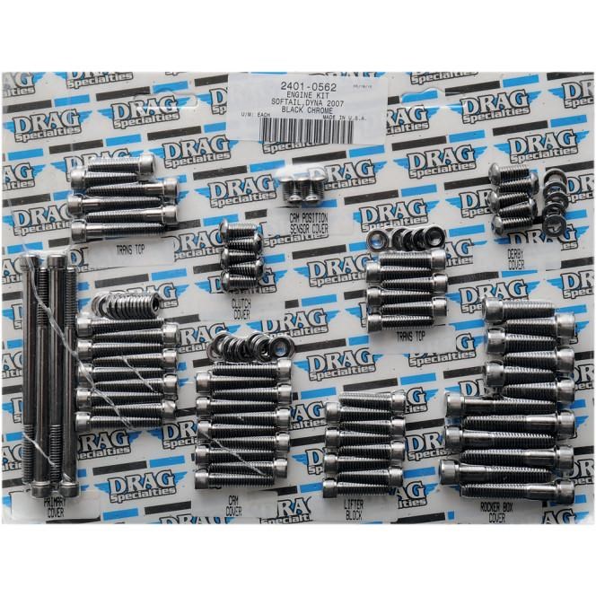 Primary Cover Black Chrome Socket-Head Bolt Set - Knurled