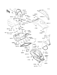 水上オートバイ用 Kawasaki ULTRA300X'13 OEM section (Hull-Rear-Fittings) parts Used [K9803-40] 2013 Kawasaki JET SKI ULTRA 300LX (JT1500JDF) Hull Middle