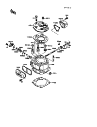 1989 Kawasaki KX125 (KX125-G1) Cylinder Head/Cylinder