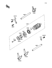 1989 Kawasaki NINJA ZX-7 (ZX750-H1) Gear Change Drum/Shift Fork(S