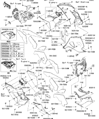 腹下 2007 Kawasaki NINJA ZX-14 (ZX1400A7FA) Cowling Lowers | Babbitts