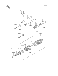 やー 1992 Kawasaki VOYAGER XII (ZG1200-B6) Gear Change Drum/Shift Fork