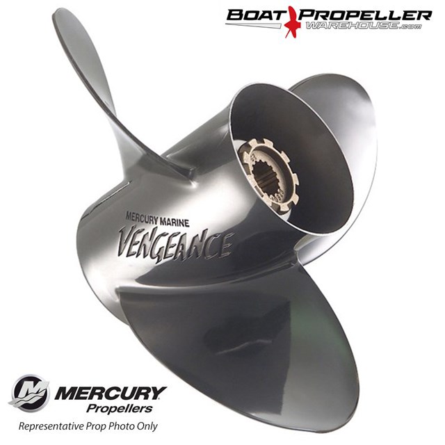 13 X 17 4-Blade Boat Prop – 15 Spline, RH Rotation, Fits Mercury 40-140HP – Replaces 48-8M8026590